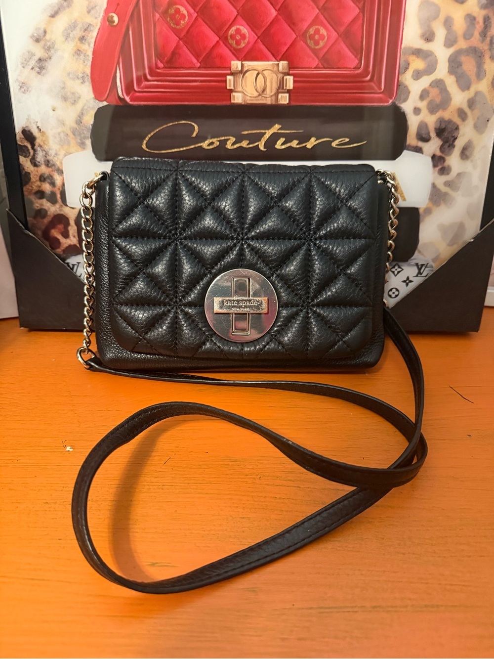 Kate Spade Astor Court Black Quilted Leather Crossbody Bag